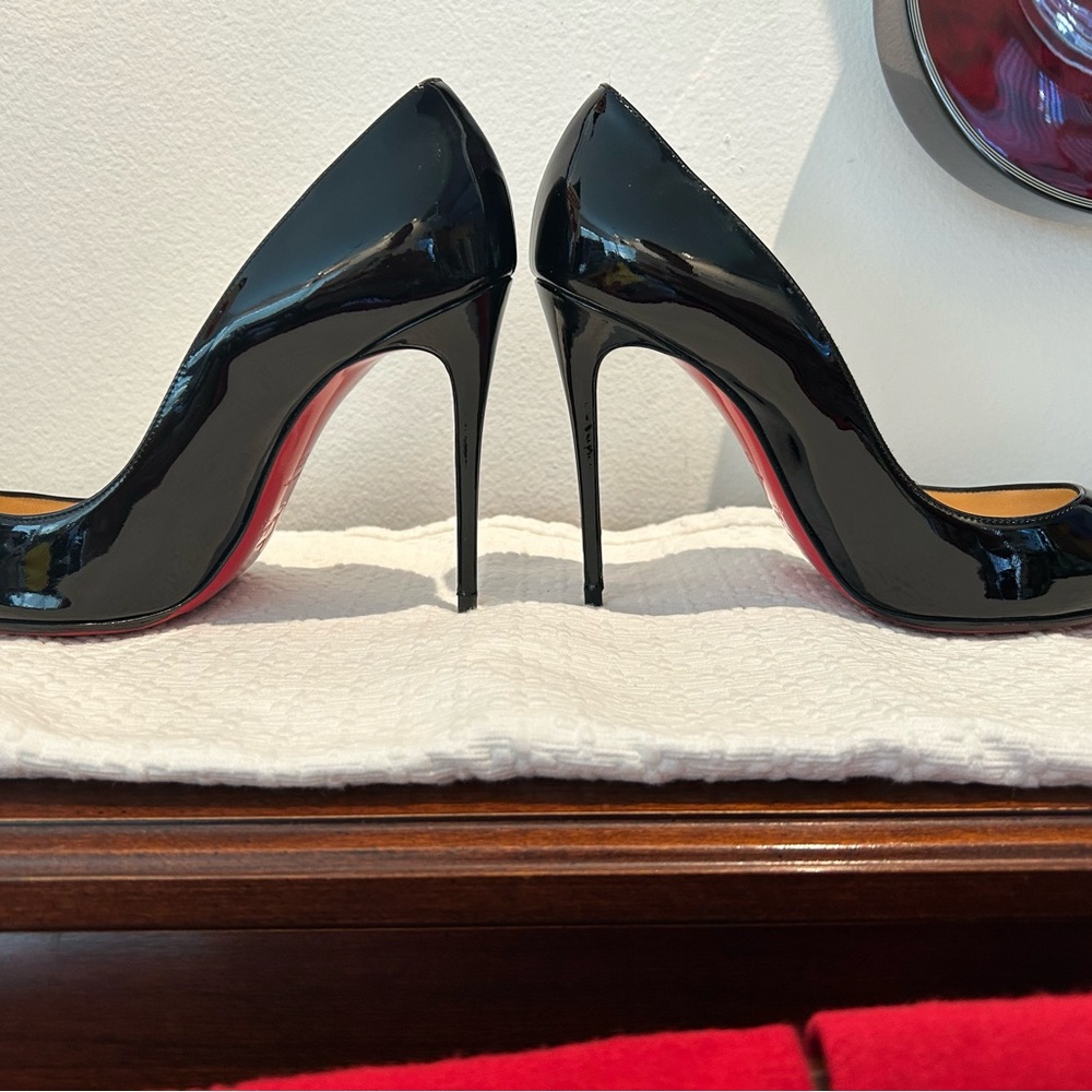 Christian Louboutin So Kate Black Patent Leather Red Sole Heels 37.5